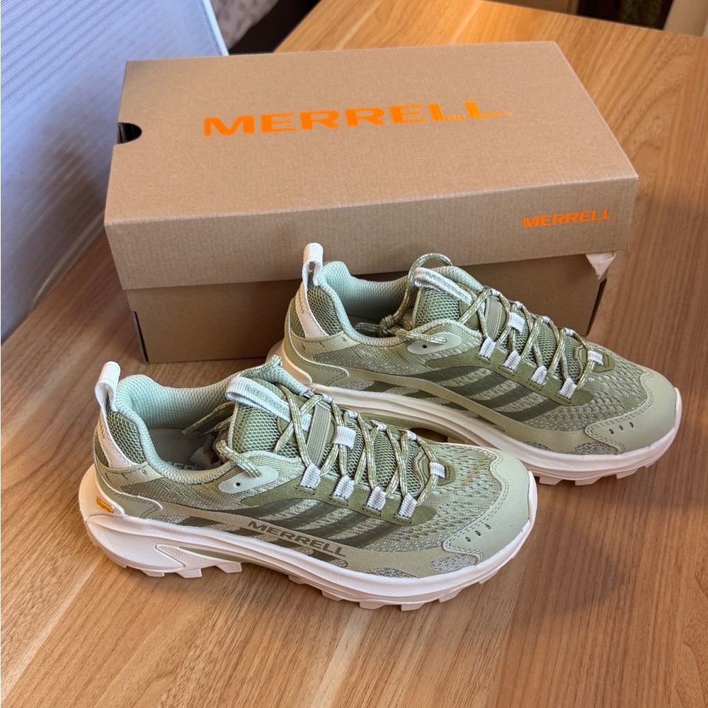 Merrell Women Moab Speed 2 Shoes, Size 7, Green/Mosstone